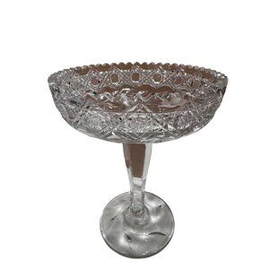 American Brilliant Period Cut Glass Compote Clear